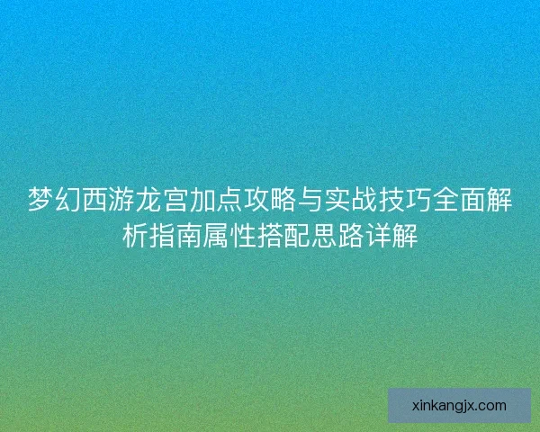 梦幻西游龙宫加点攻略与实战技巧全面解析指南属性搭配思路详解